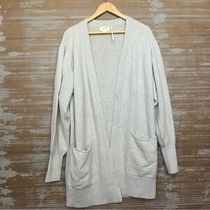Anthropologie Maeve 100% Cashmere Cardigan Gray Classic Preppy Womens L